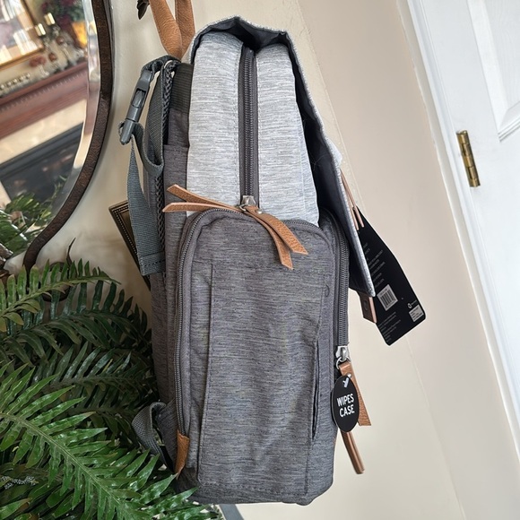 Brand New Eddie Bauer Cascade Back Pack Diaper Bag Two Tone Gray Organizer - Picture 7 of 16